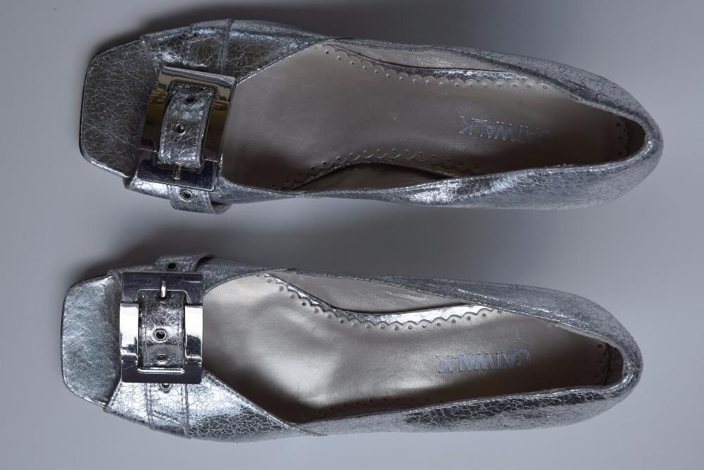 srebrne skórzane buty CATWALK roz.38