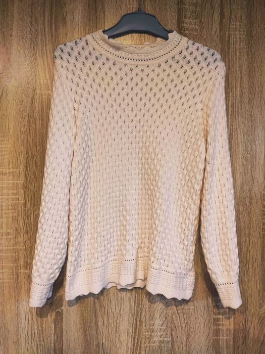 Beżowy/kremowy sweter ażurowy Reserved s 36