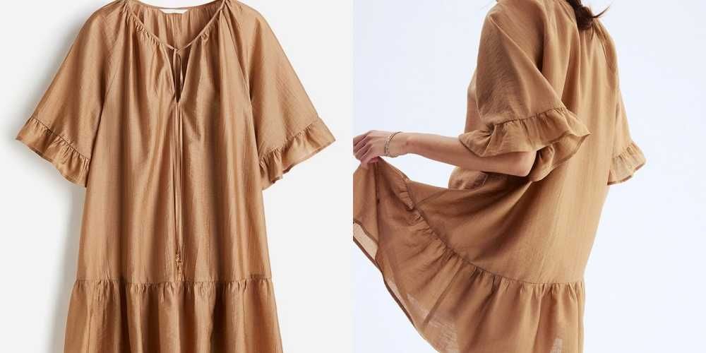Sukienka S nowa kolekcja beżowa tunika Lyocell PROMOCJA H&M