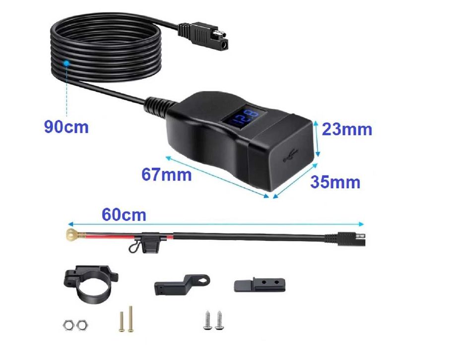 Carregador USB com voltímetro
