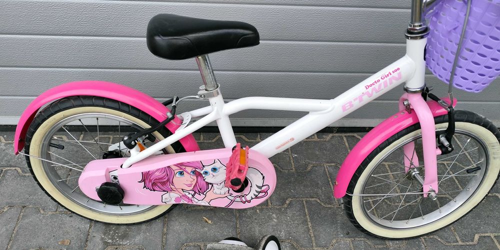 Rower 16 B-TWIN, kółka boczne, dzwonek, koszyk stan bardzo dobry