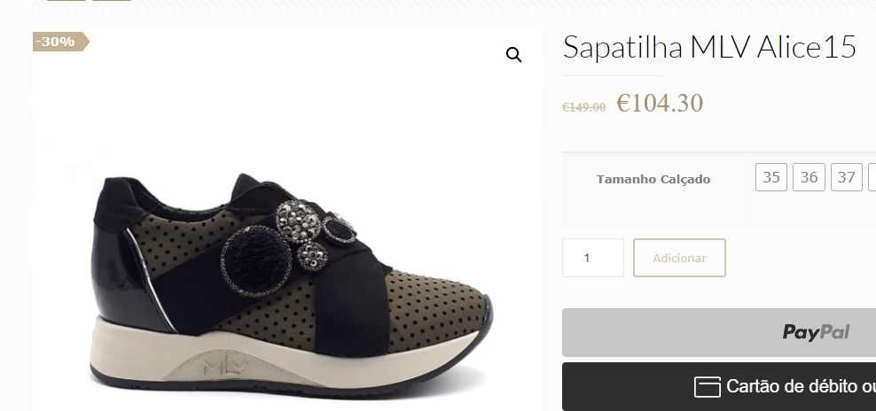 Sapatilhas MLV, pretas, de senhora, Nº37