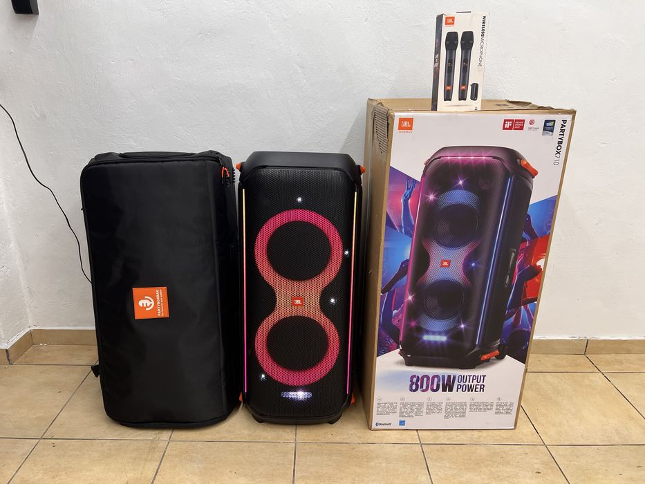 Komplet JBL Partybox 710 + pokrowiec + 2 mikrofony + pudełko