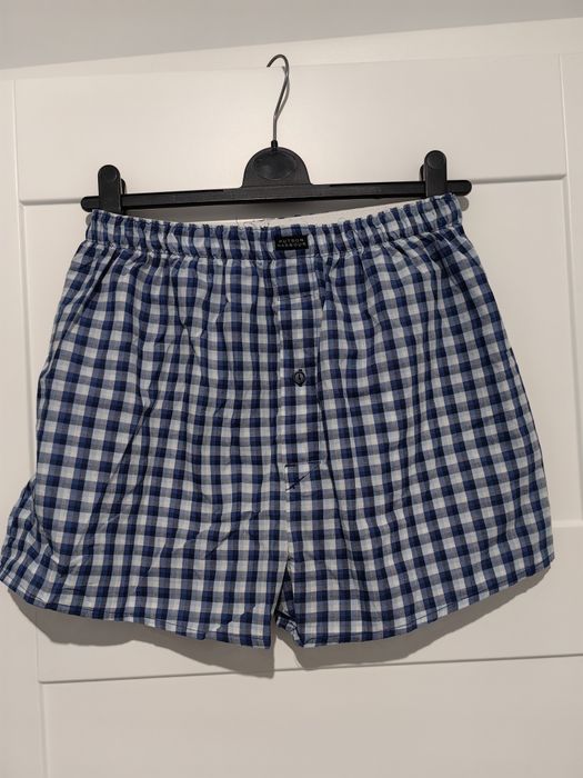 Majtki bokserki męskie w kratkę dłuższa długa nogawka XS