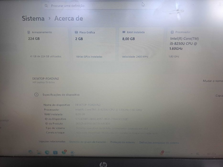 HP 15 BS109NP I5 Geração Windows 11 256Gb SSD 8 Gb Ram C/Garantia c/Novo