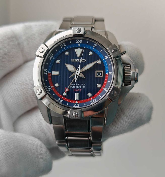 Чоловічий годинник Seiko Velatura Blue SUN011P1 Kinetic Sapphire GMT