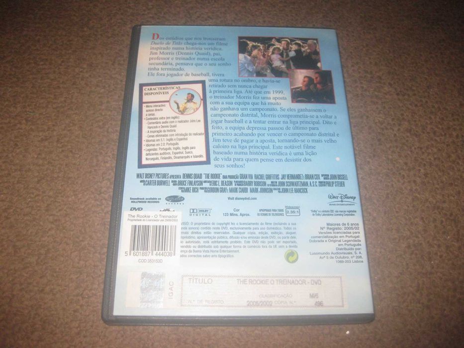 DVD "The Rookie - O Treinador" com Dennis Quaid