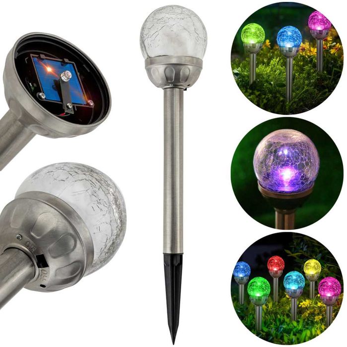 Lampa solarna ogrodowa kula RGB