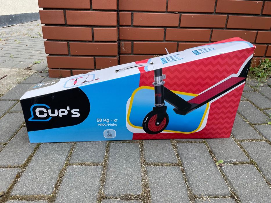 Hulajnoga dziecięca Cup’s różowa z niebieskimi uchwytami Nowa