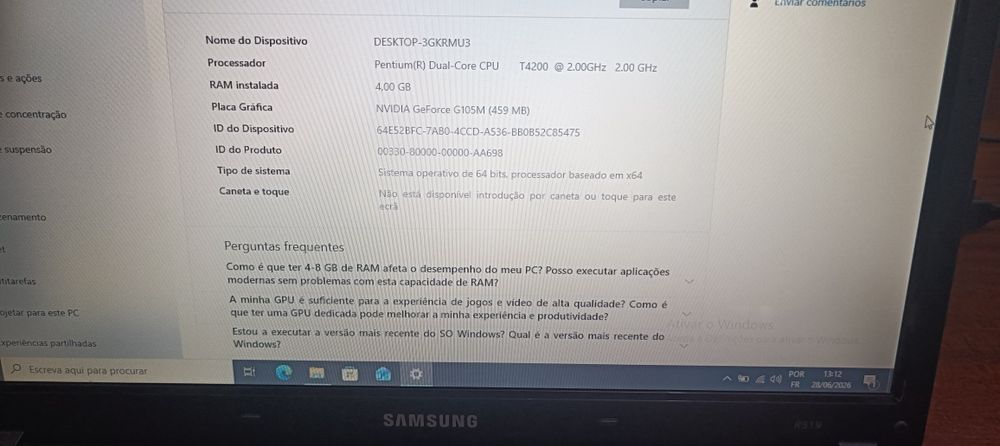 Samsung R519 | SSD 120GB | 4GB RAM | NVIDIA GeForce | Windows 10 Pro