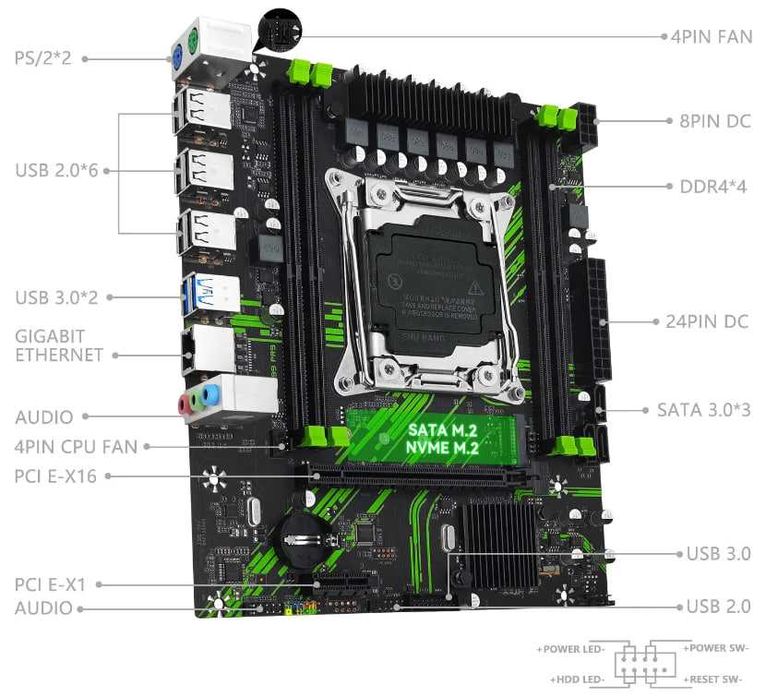 MACHINIST PR9 Материнка X99 LGA 2011-3 Xeon E5 V3 V4 DDR4 SATA NVME