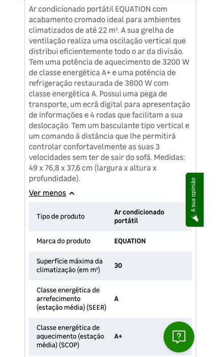 Ar condicionado portátil quente/frio