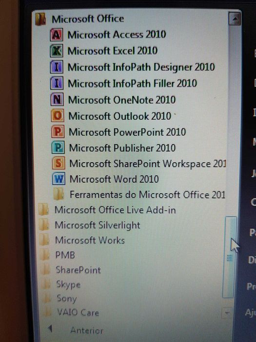 Computador portátil laptop Sony Vaio com Microsoft Office instalado