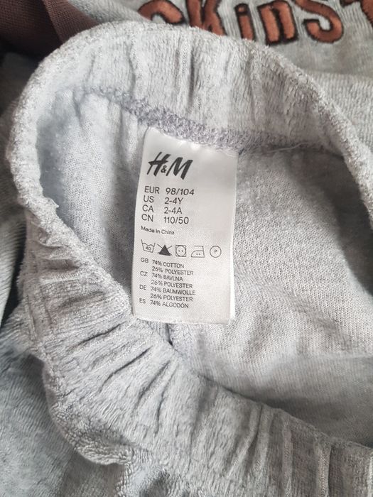 Cienki dres welurowy H&M dinozaur piżama 98 104