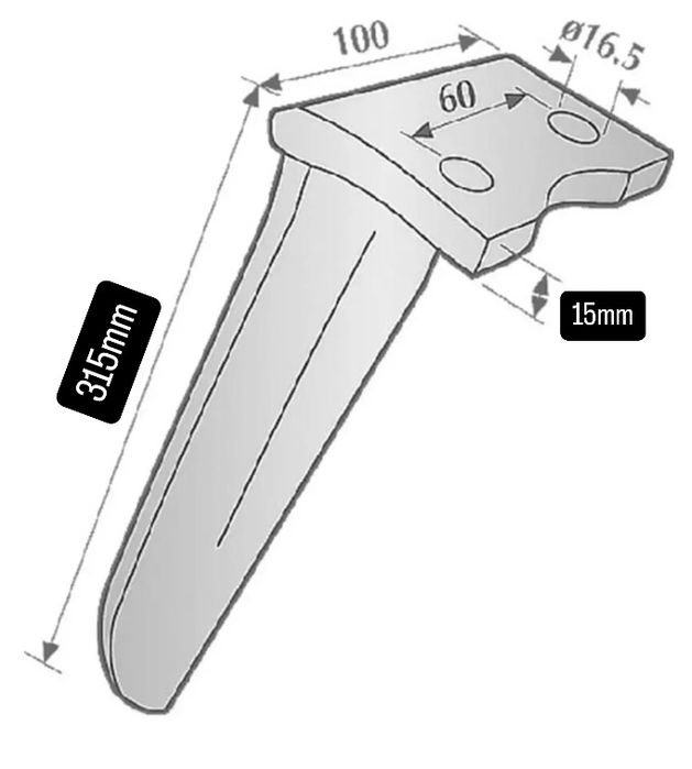 Ząb brony aktywnej Howard Kongskilde L 18.5505 P 18.5506