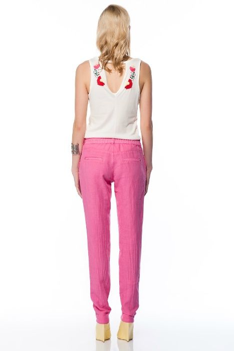 BERSHKA - Nowe przewiewne spodnie z dodatkiem lnu - 38 (M)