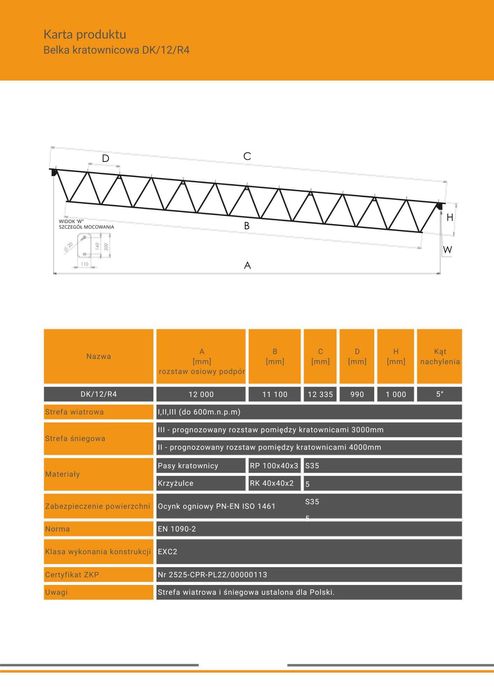 nowe kratownice dachowe jednospadowe - 12 m