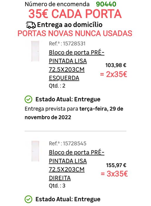Portas novas 35€ cada