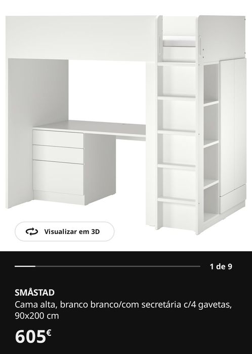 Cama alta e roupeiro IKEA Småstad