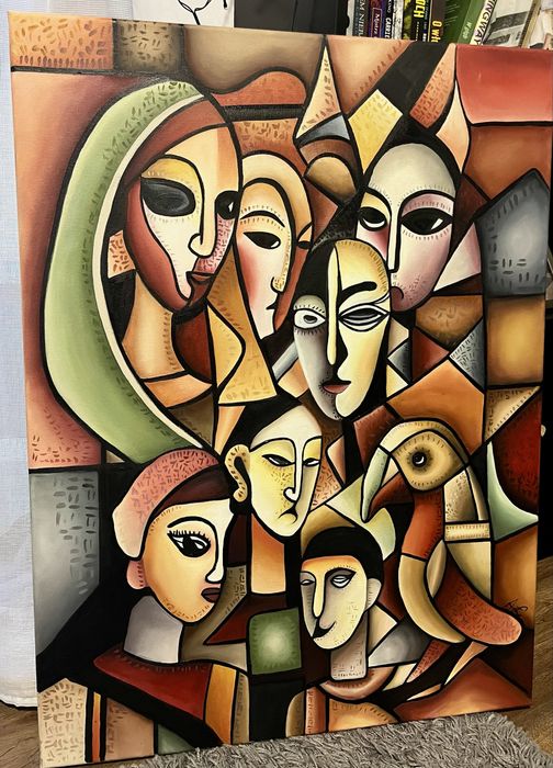 Obraz olejny kubizm – unikalne dzieło sztuki, ręcznie malowane 60x80