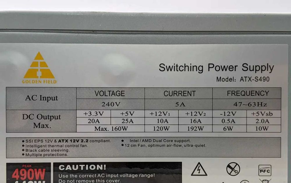 Блок Switching Power Golden Field ATX-S490, 440ват
