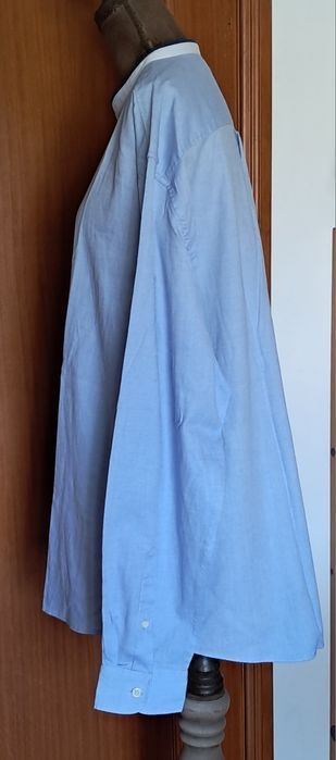 Camisa de Homem Springfield Custom Fit (Tamanho 2XL) – Gola Padre Azul e Branco