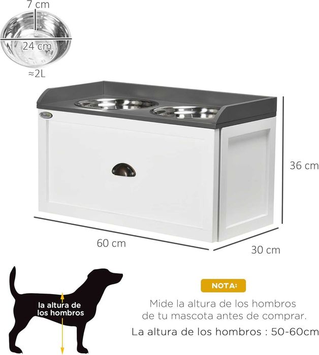 ENVIO GRÁTIS - Alimentador Elevado para cão com 2 tigelas INOX 2L
