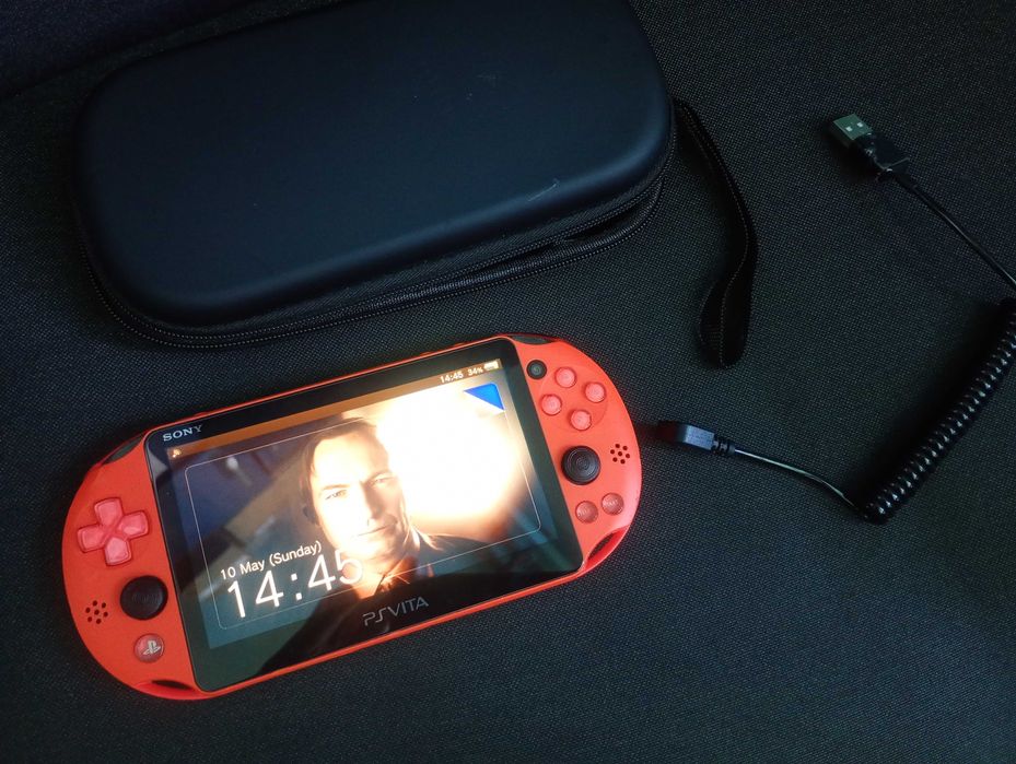 PS VITA Pomarańczowa, Przerobiona, Pokrowiec + Szkło Hartowane, Ładowarka, Karta SD 128GB