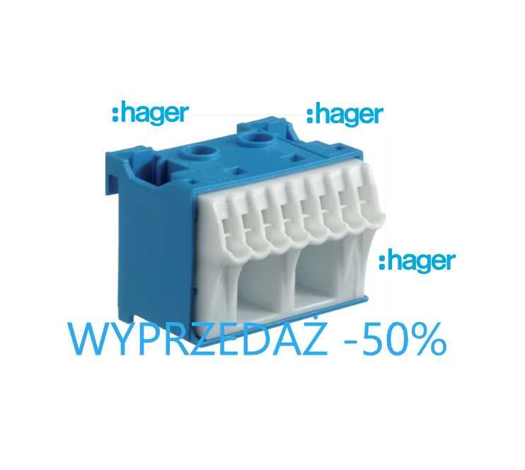 :Hager Blok samo zacisków neutralny, niebieski, 2x16+8x4mm2, KN10N