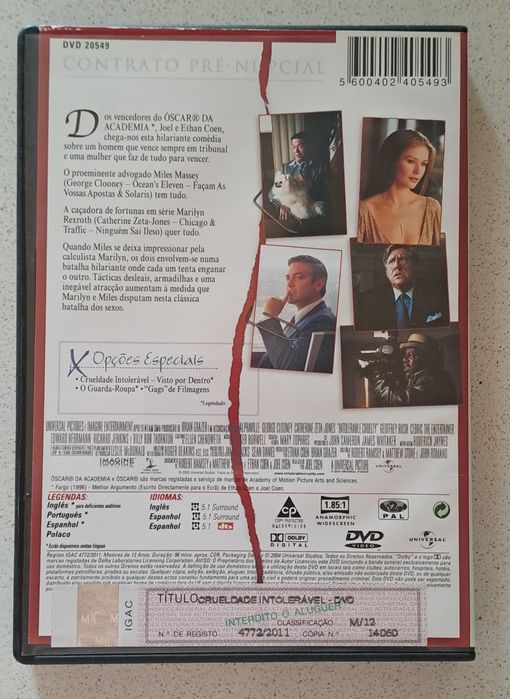 Dvd Crueldade Intolerável