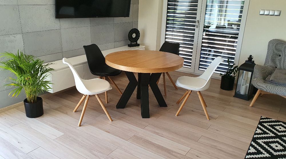 Nowoczesny stół dębowy okrągły rozkładany Loft 3 Dostępny od ręki  !!!
