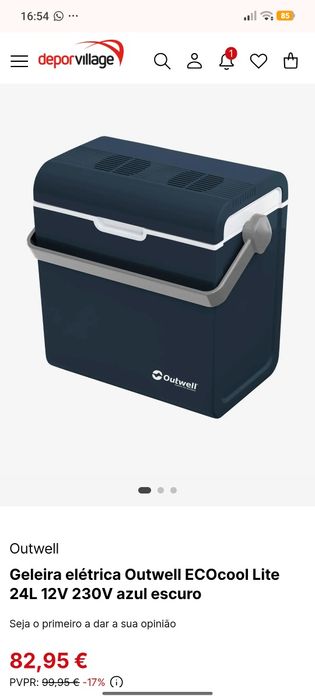 Geleira elétrica Outwell ECOcool Lite 24L 12V 230V azul escuro