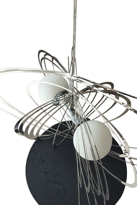 Candeeiro de teto suspenso Vintage em metal prateado espelhado