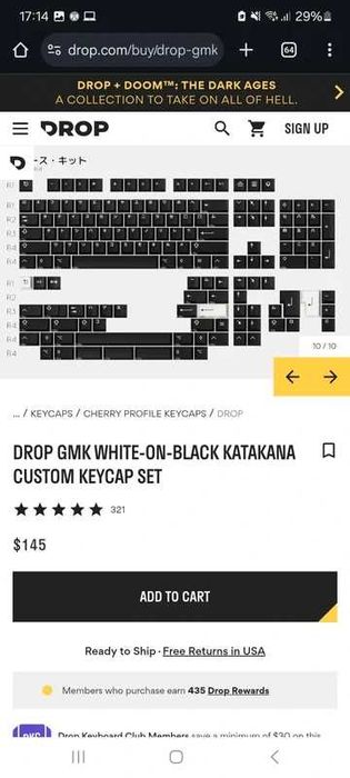 Drop GMK White-on-Black Katakana Custom Keycap Set