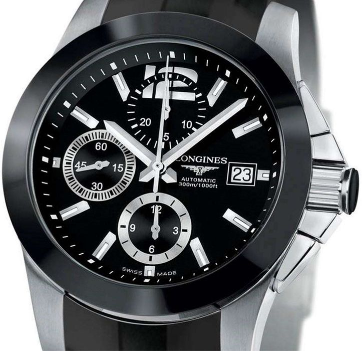 Longines Conquest Chronograph L3.661.4 automat ceramika 41 mm WR300m męski