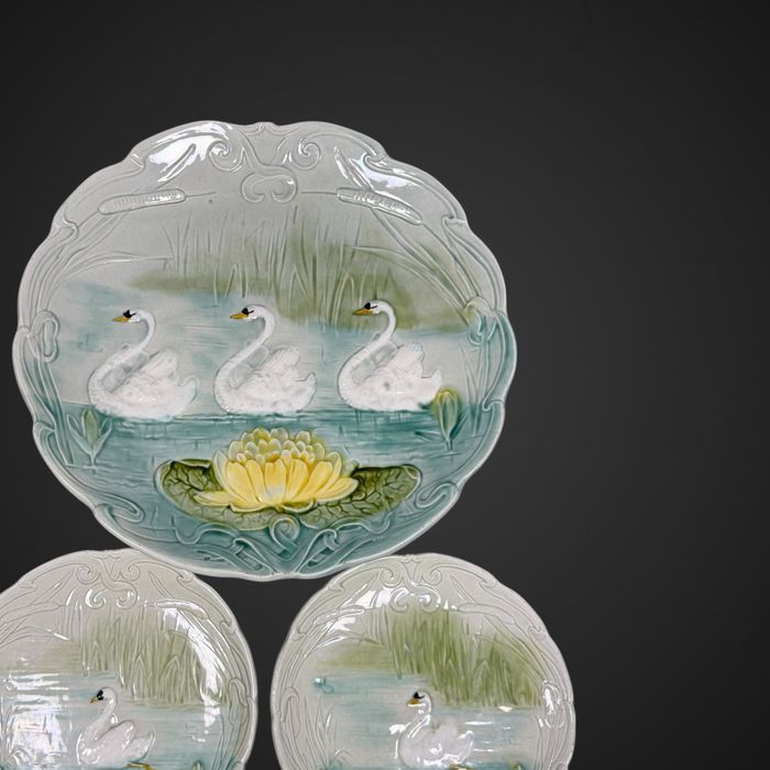 Zestaw patera + talerze majolika Villeroy Boch Łabędzie B5/102511