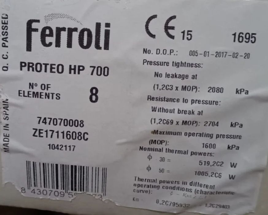 Radiadores Ferroli Proteo HP 700 (Novos)