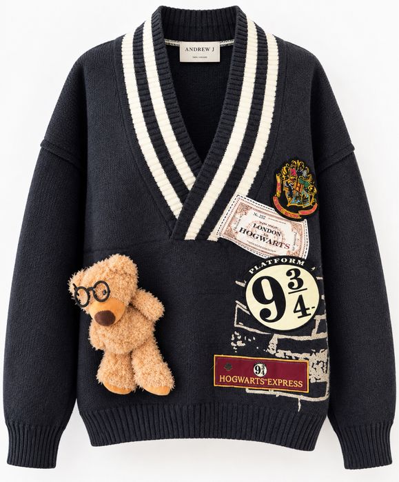 Sweter damski Andrew J Harry Potter oversize 100% wiskoza miś 3D