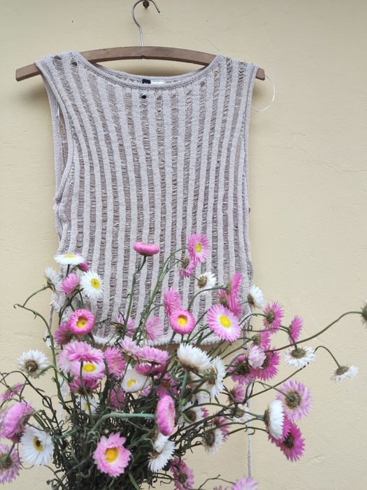 Żakardowa bluzka kamizelka plecionka