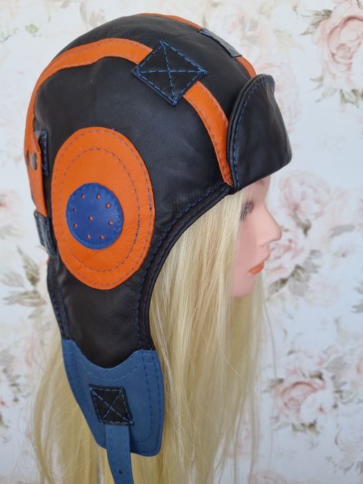 Skórzana czapka pilotka