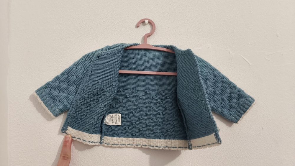 Casaco de malha bebé 0-3 meses azul