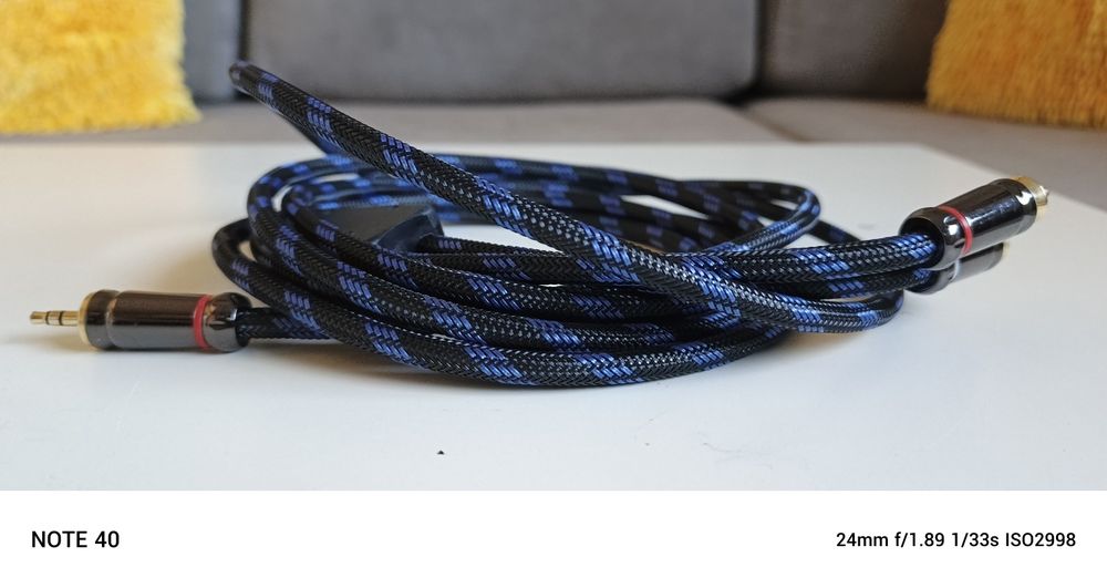 Przewód/kabel AUX, Jack/cinch, długość 2,9m.
