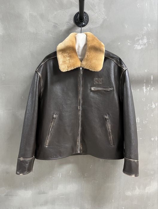 КУРТКА MIU MIU 2025 S/M, M/L кожанка косуха