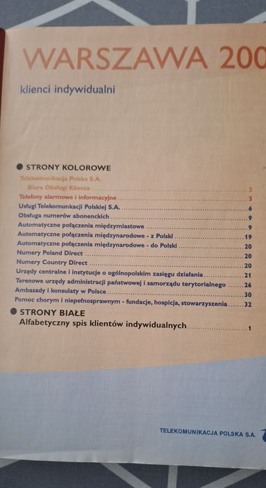 Nowa książka telefoniczna Warszawa 2001.
