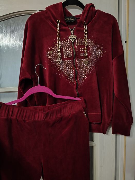 Dres L'ola Bianka burgund bordowy komplety jesienny premium