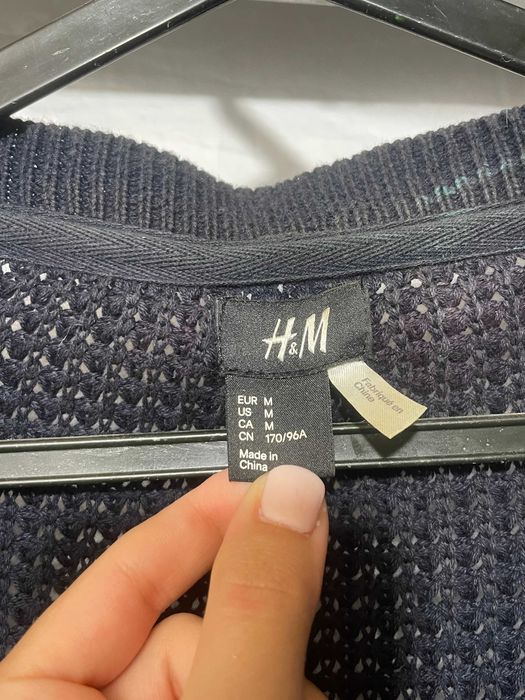 Casaco de Malha Azul Marinho com Bolsos