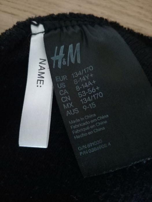 Czapka H&M czarna z czachą podwójna ciepła dla chłopca/męska rozmiar L