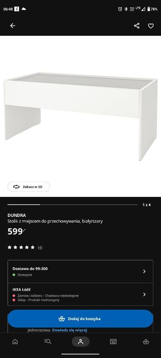 Stolik z miejscem na przechowywanie
