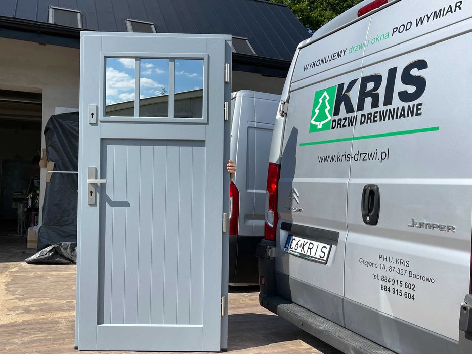 Drzwi Drewniane zewnętrzne NA KAŻDY WYMIAR Angielskie CZYSTE POWIETRZE