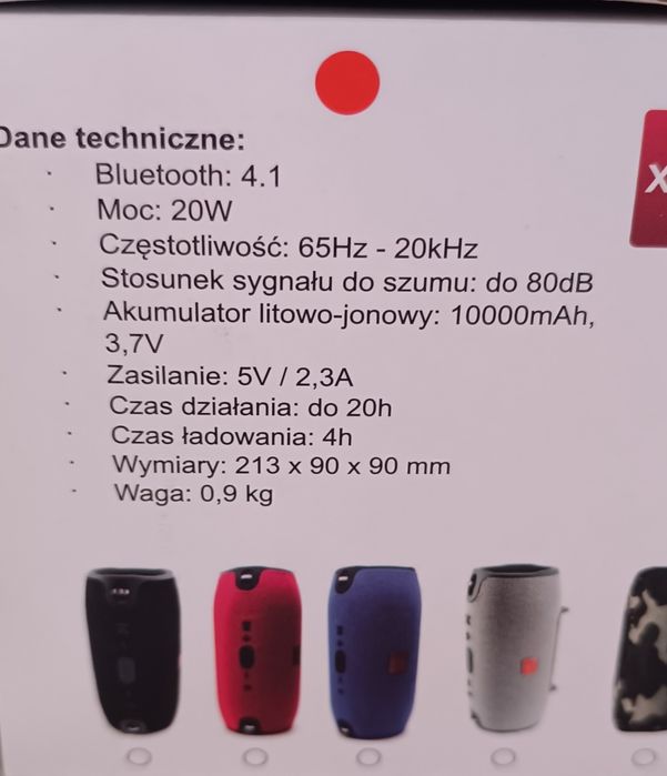Głośnik bluetooth Xtreme czerwony